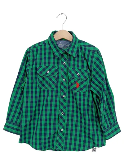 U.S. Polo Assn. Kinder Freizeithemd Jungen Grün Kariert Gr. 110/116 Casual
