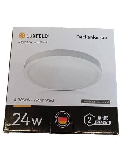 LUXFELD LED Deckenlampe 24W 3000K Warmweiß Rund Weiß Modern Deckenleuchte