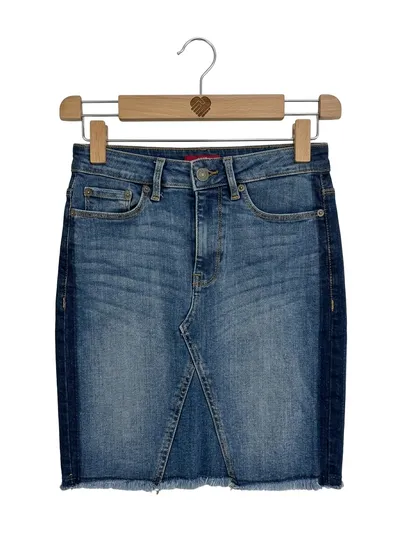 Vero Moda Damen Jeansrock XS 34 Blau Minirock Fransen Casual