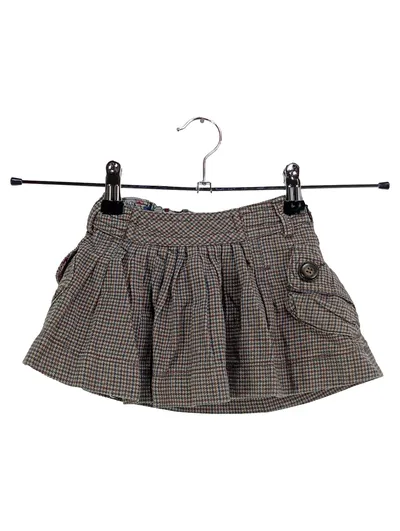 ZARA Kids Faltenrock Kinder Gr. 98 Braun Kariert Vintage Herbst Winter