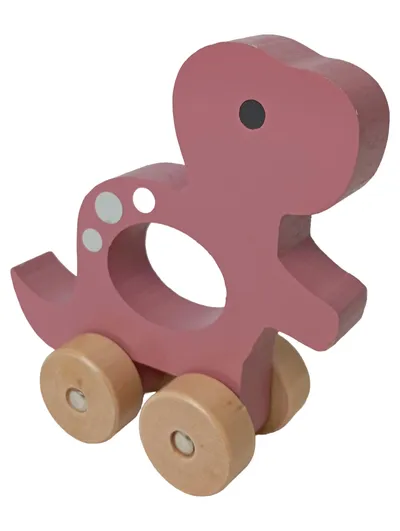 KINDSGUT Nachziehspielzeug Dinosaurier Rosa Holz Baby Kleinkind Spielzeug