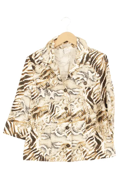 MONA Damen Leichte Jacke 42/XL Mehrfarbig Tiermotive Baumwolle Elasthan