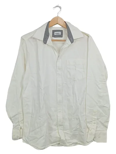 Henson & Henson Herren Hemd Gr. 40/L Weiß Baumwolle Reißverschluss