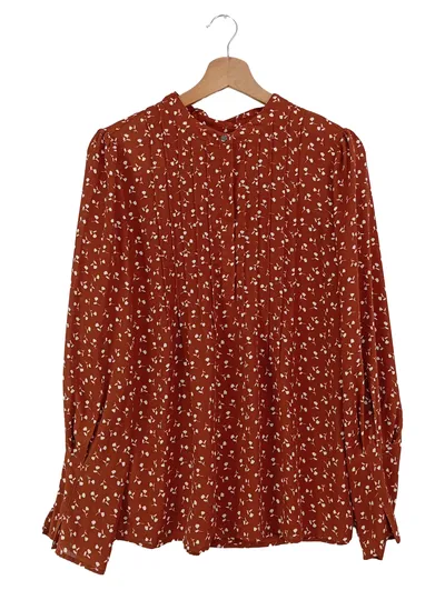 SELECTED Bluse Damen Gr. 40;L Braun Blumenmuster Langarm Elegant