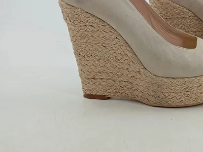 Hugo Boss Peep-Toe Espadrilles Wedges Wildleder Beige Gr 37,5 Elegant