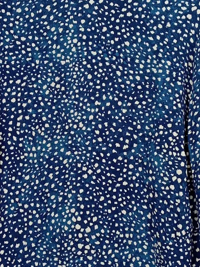 Mango Damen Bluse Gr. 36/S Blau Gepunktet Langarm Viskose Casual