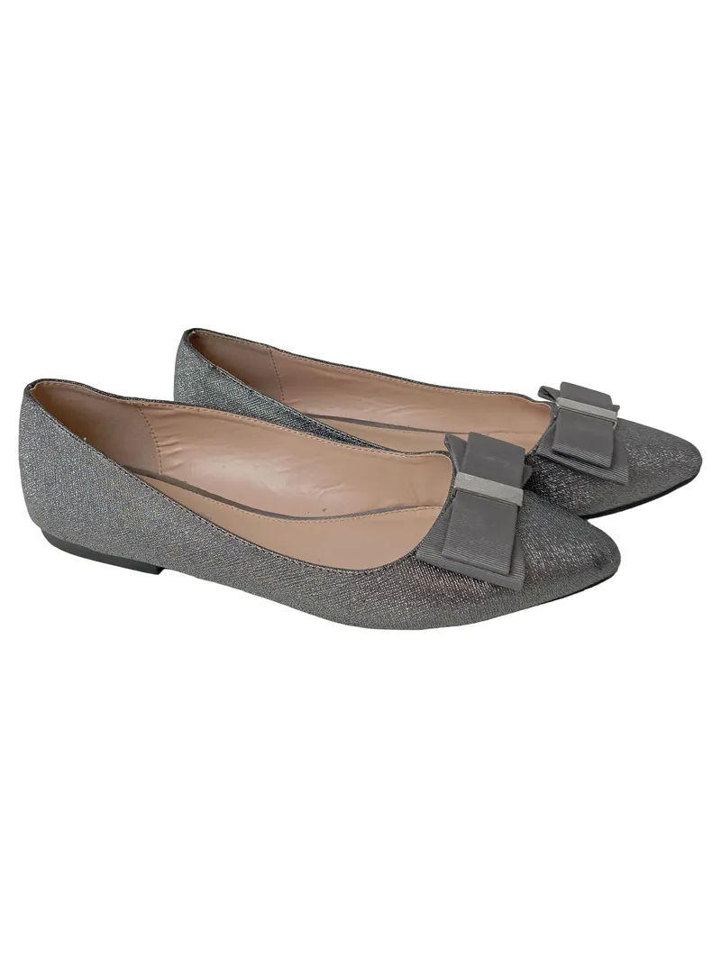 MISS KG Ballerinas Damen Gr. 38 Silber Glitzer Schleife Elegant 1