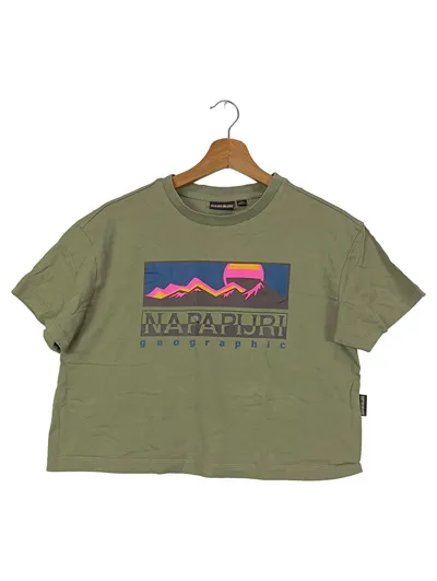 NAPAPIJRI Damen T-Shirt Grün Einheitsgröße Urban Cropped Grafisch