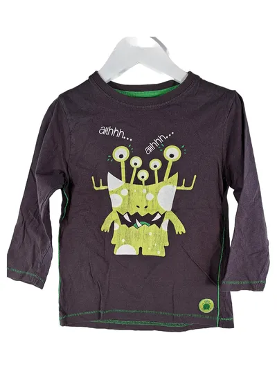 Obermeyer Langarmshirt Kinder Gr. 110 Monster Motiv Grau Grün
