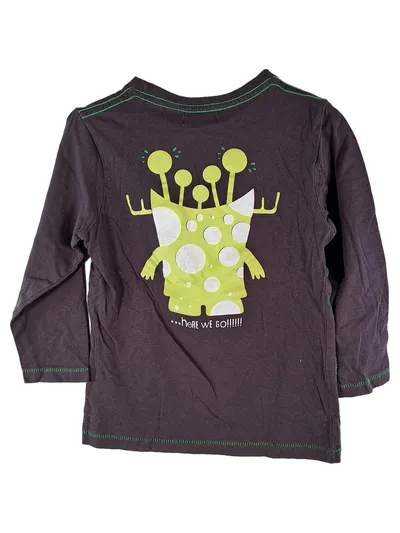 Obermeyer Langarmshirt Kinder Gr. 110 Monster Motiv Grau Grün
