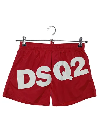 DSQUARED2 Kinder Badeshorts Gr. 152 (14Y) Rot mit Logo Sportlich