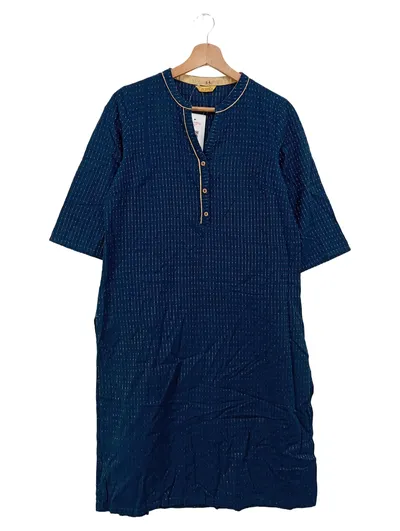 AURELIA Blusenkleid Damen 40/L Blau Gestreift Bohemian Baumwolle Midi