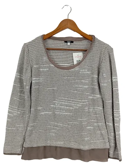 BIBA Damen Pullover Gr. 36/S Grau Meliert Strickmuster Casual Langarm