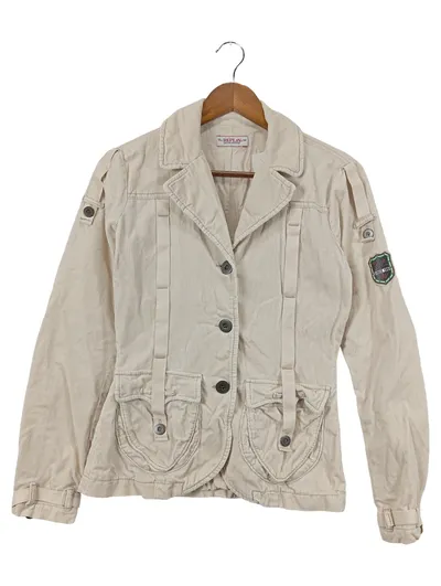 REPLAY Cordjacke Damen Beige Gr. 36/S Vintage Klassisch Elegant Baumwolle