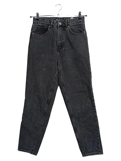 ZARA Mom Jeans Damen Gr. 36/S Grau High Waist Baumwolle