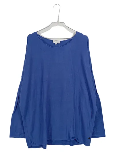 Better Rich Damen Langarmshirt Viskose Uni Blau Gr. 40/L Casual