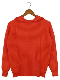 FINERY Damen Kapuzenpullover Rot Gr. S/M (36/38) Rippstrick Casual 1