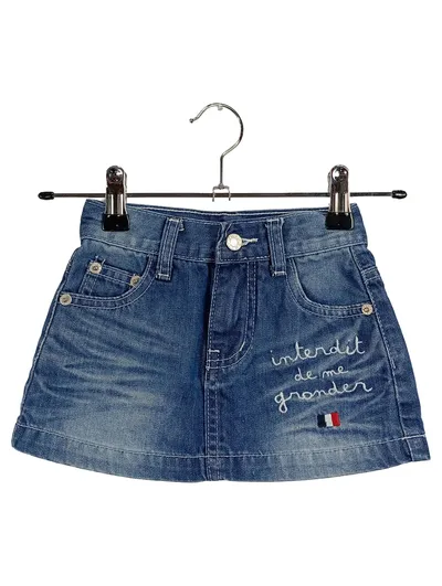 Interdit de me gronder Jeansrock Kinder Gr. 92 Blau Stickerei