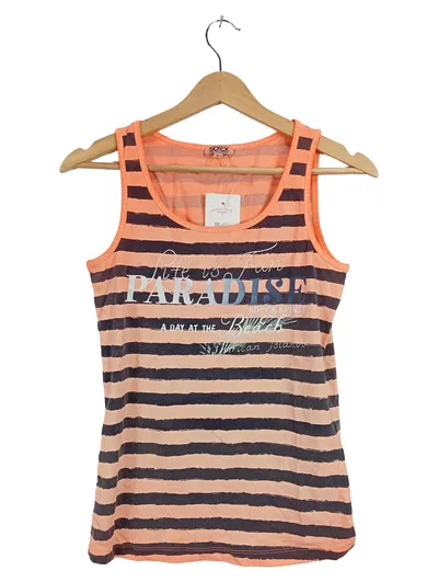 SOCCX Damen Top Paradise Beach Gr. 36/S Orange Gestreift Tanktop