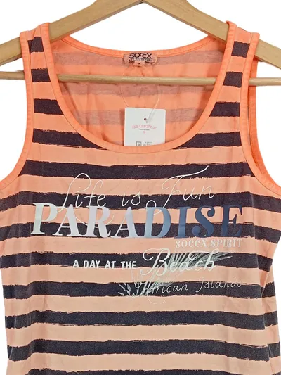 SOCCX Damen Top Paradise Beach Gr. 36/S Orange Gestreift Tanktop