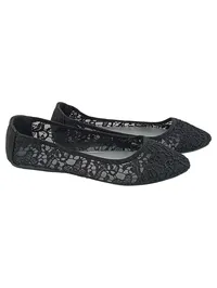 LASCANA Damen Ballerinas Gr. 38 Schwarz Spitze Elegant Slip-On 1