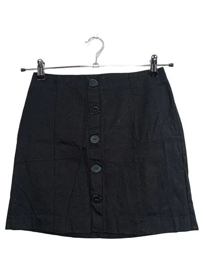 Mango Damen Minirock Schwarz Gr. S/36 Knopfleiste Baumwolle
