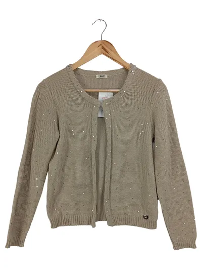 AGE20S Damen Strickjacke Gr. 36/S Beige Pailletten Elegant Cardigan