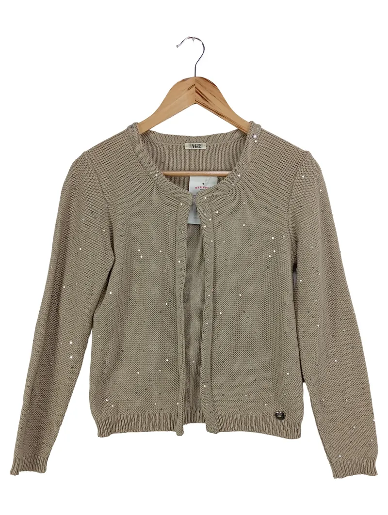 AGE20S Damen Strickjacke Gr. 36/S Beige Pailletten Elegant Cardigan 1