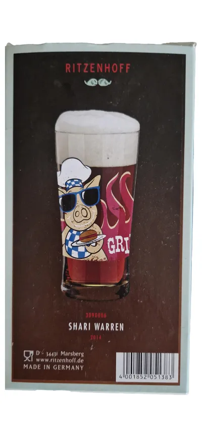 Ritzenhoff Bierglas Schwein Shari Warren Glas 16cm 8.5cm Mehrfarbig