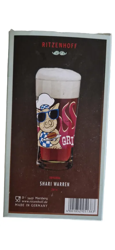 Ritzenhoff Bierglas Schwein Shari Warren Glas 16cm 8.5cm Mehrfarbig