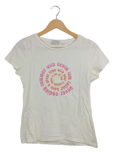TOM TAILOR Damen T-Shirt Gr. 36/S Weiß mit Schriftzug