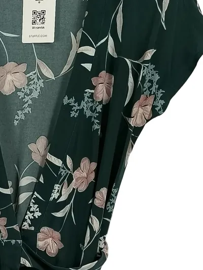 MANGO Wickelkleid Damen Gr. M Grün Blumenmuster Sommerkleid