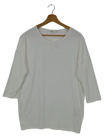 ONLY Damen Pullover Gr. 38/M Weiß Basic 3/4-Arm Casual