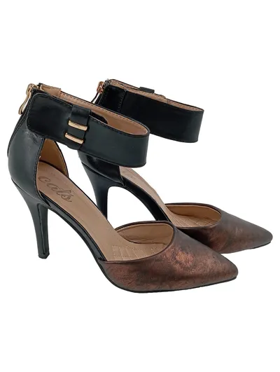 Cats Damen Pumps Gr. 39 Bronze Schwarz Knöchelriemen High Heels Elegant