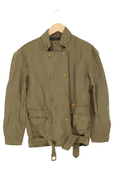KHUJO Leichte Jacke Damen 36/S Grün Military Vintage Baumwolle Leinen