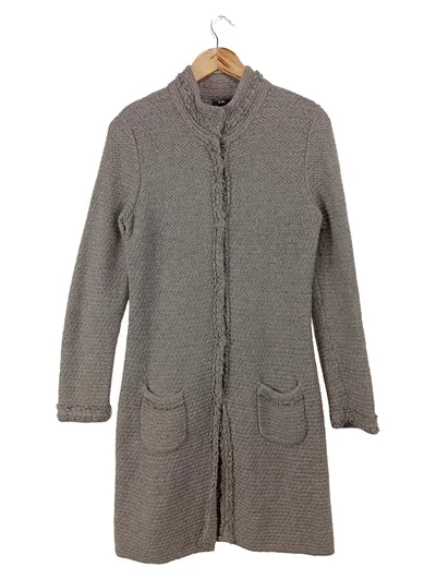 G.W. Damen Leichter Mantel Gr. 36/S Grau Klassisch Elegant Strukturmuster