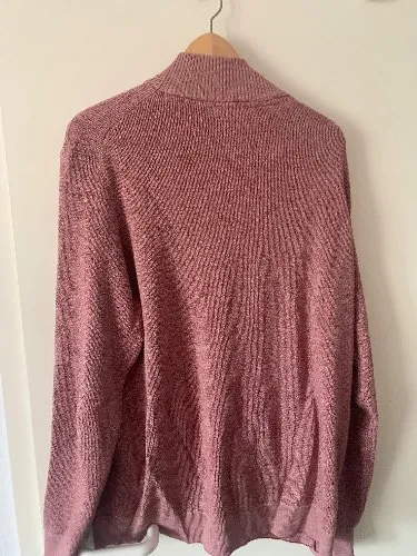 Walbusch Herren Strickjacke Gr. 54 Rot Meliert Baumwolle Reißverschluss