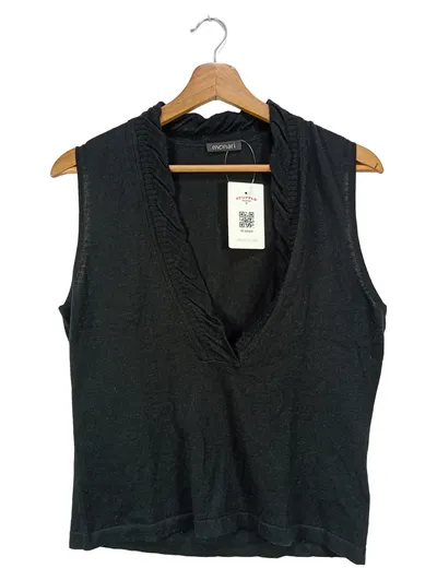 MONARI Damen Pullunder Gr. 36/S Schwarz Klassisch Elegant Baumwolle
