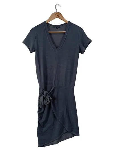 MONROW Damen Freizeitkleid Gr. 34/XS Blau Casual Wickeloptik Midikleid
