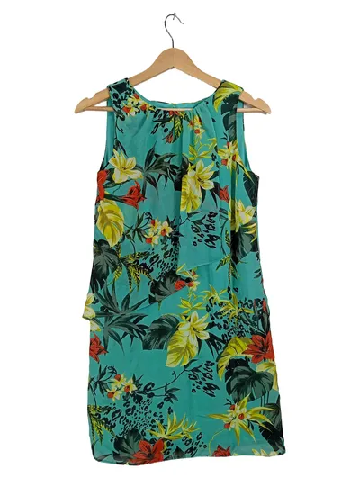 Billie & Blossom Kleid Damen Sommerkleid Blumenmuster Türkis Gr. 36;S Petite