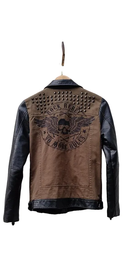 Rock Rebel Damen Biker Jacke Lederimitat Nieten Oliv Gr. 38