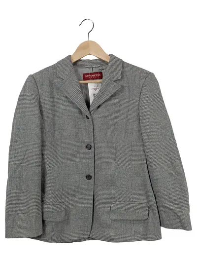 STRENESSE Blazer Damen Gr. 36/S Grau Kariert Business Elegant Schurwolle