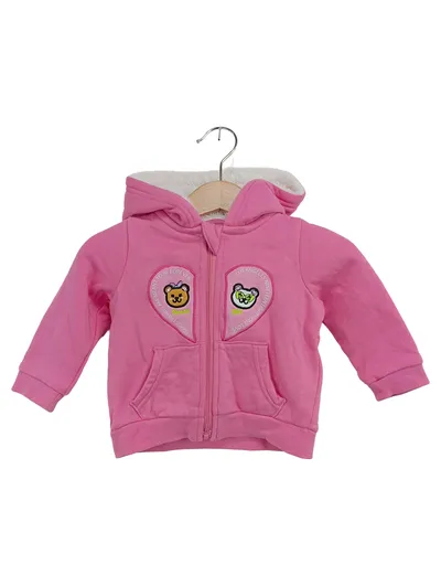 GUESS Sweatjacke Kinder Rosa Gr. 62 Kapuze Logo-Print Baumwolle Casual