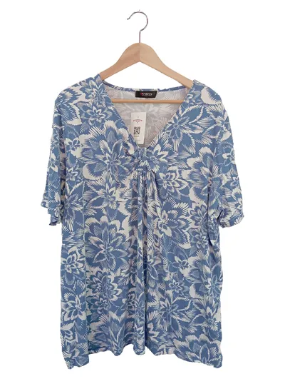 FABIANI Damen Bluse Gr. 52/6XL Blau Floral Casual