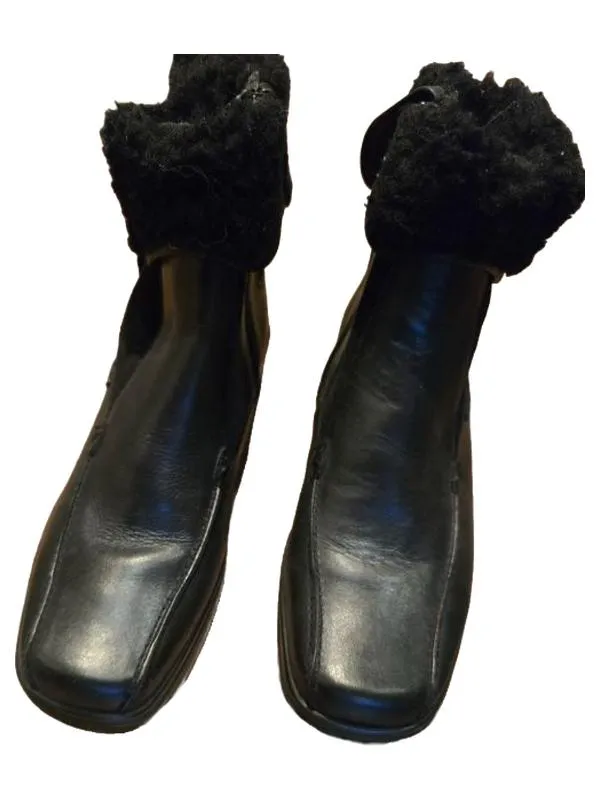 Gabor Damen Stiefeletten Gr. 38 Schwarz Leder Fellkragen Winterboots 2