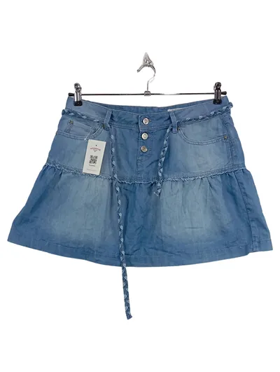 edc by Esprit Jeansrock Damen Gr. 40 Blau Minirock Rüschen Casual