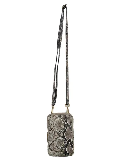 BOSCHA Damen Umhängetasche Grau Schlangenmuster Vintage Streetwear 17x11cm