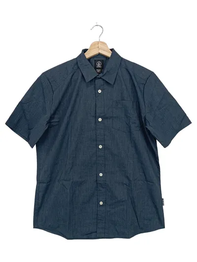 VOLCOM Kinder Freizeithemd Blau Gr. 152 Casual Kurzarm Baumwolle Polyester