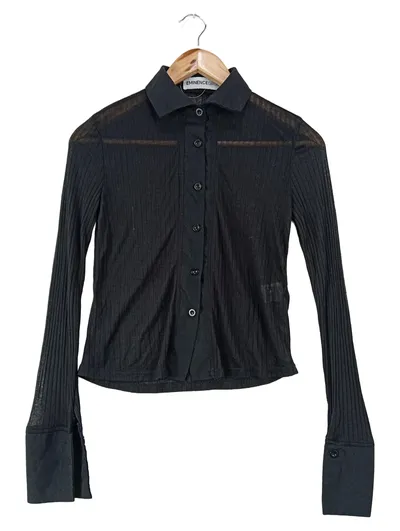 EMINENCE GRISE Bluse Damen Gr. 36/S Schwarz Rippstrick Casual Modern
