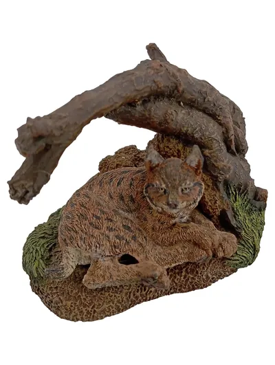 FRANKLIN MINT Dekofigur Wildkatze Luchs Braun Keramik 7 cm Naturbezogen